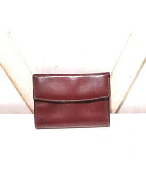 VTG Scully Hand Stained Italian Leather Trifold Wallet Burgundy Brown Smooth